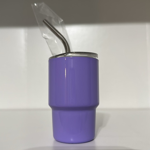 Tiny tumbler shot tumbler stainless steel in purple includes straw - Picture 5 of 11